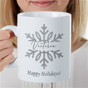 Silver and Gold Snowflakes Personalized 30 oz Coffee Mug