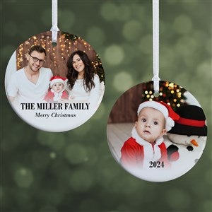 Merry & Bright Personalized Photo Christmas Ornament - Glossy 2-Sided