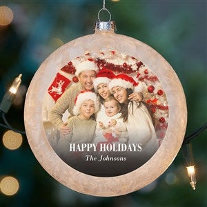 Merry & Bright Photo Personalized Light Up Frosted Glass Ornament - 43128