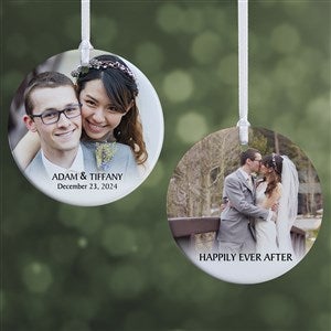 Wedded Bliss Photo Personalized Ceramic Ornament - 2-Sided