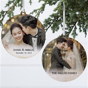 Wedded Bliss Photo Personalized Wood Ornament - 2-Sided