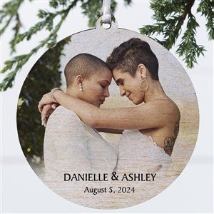 Wedded Bliss Photo Personalized Wood Ornament