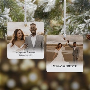 Wedded Bliss Photo Personalized Metal Ornament - 2-Sided