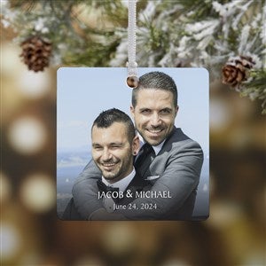 Wedded Bliss Photo Personalized Metal Ornament
