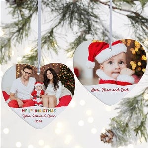 Bundle Of Joy Personalized First Christmas Heart Photo Ornament-4" Matte-2 Sided - #43137-2L