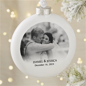 Wedded Bliss Photo Personalized Wedding Globe Ornament