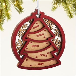 Family Tree Personalized Two Piece Wood Ornament - Red