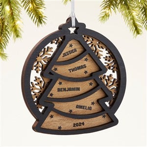 Family Tree Personalized Two Piece Wood Ornament - Black