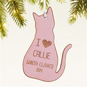 Personalized Cat Wood Christmas Ornament - Pink