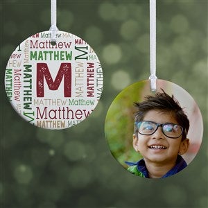Christmas Repeating Name Personalized Photo Ornament - Glossy 2-Sided