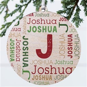 Christmas Repeating Name Personalized Ornament - Wood