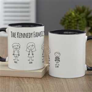 Stick Figure Family Personalized Coffee Mug 11oz.- Black