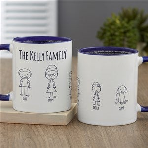 Stick Figure Family Personalized Coffee Mug 11oz.- Blue