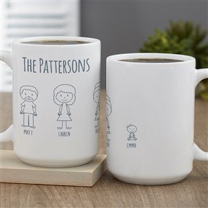 Stick Figure Family Personalized Coffee Mug 15oz. - White