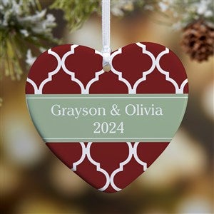 Christmas Custom Pattern Personalized Heart Ornament- 3.25 Glossy - 1 Sided