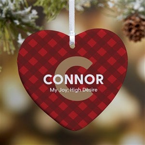 Name Meaning Plaid Personalized Heart Ornament - Glossy