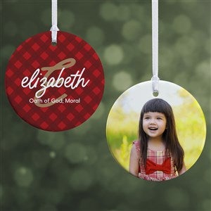 Name Meaning Plaid Personalized Ornament - Glossy 2-Sided