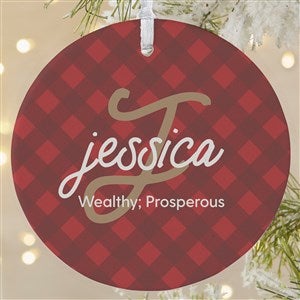 Name Meaning Plaid Personalized Ornament - Large