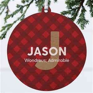 Name Meaning Plaid Personalized Wood Ornament