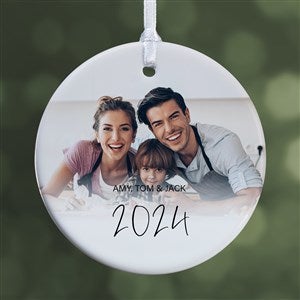 Script Family Photo Personalized Ornament - Small - Glossy