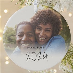 Script Family Photo Personalized Ornament - Large - Matte