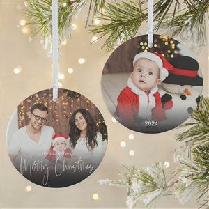 Script Family Photo Personalized Ornament - 2-Sided - Matte