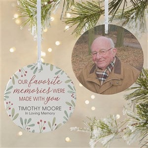 Floral Memorial Photo Personalized Ornament- 3.75 Matte - 2 Sided