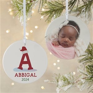 Initially Santa Personalized Photo Ornament - Large
