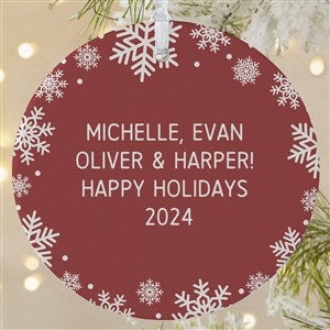 Snowflake Personalized Christmas Ornament- 3.75 Matte - 1 Sided
