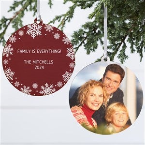Snowflake Personalized Photo Christmas Ornament- 3.75 Wood - 2 Sided