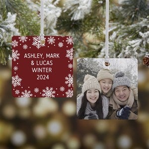 Snowflake Personalized Square Photo Ornament- 2.75 Metal - 2 Sided