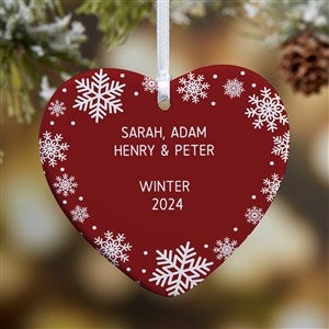 Snowflake Personalized Heart Ornament- 3.25 Glossy - 1 Sided