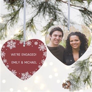 Snowflake Personalized Photo Heart Ornament- 4 Matte - 2 Sided