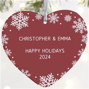 Snowflake Personalized Heart Ornament- 4 Matte - 1 Sided