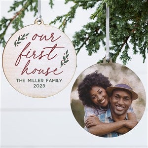 Our First Home Personalized Wood Photo Christmas Ornament - 2-Sided