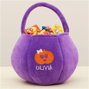 Halloween Characters Personalized Halloween Pumpkin Treat Bag - Purple