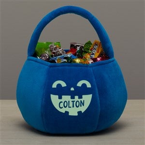Jack-o-Lantern Personalized Halloween Pumpkin Treat Bags - Glow-In-The-Dark Blue