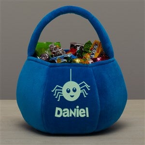 Glow-In-The-Dark Halloween Characters Personalized Pumpkin Treat Bag - Blue