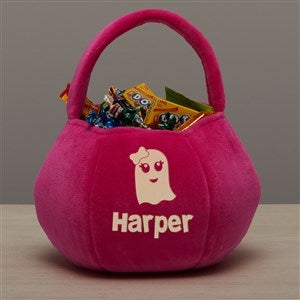 Glow-In-The-Dark Halloween Characters Personalized Pumpkin Treat Bag - Pink