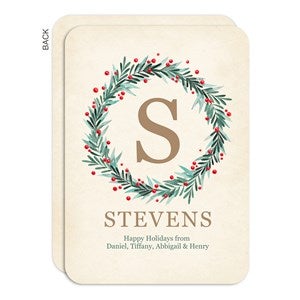 Wreath Initial Personalized Christmas Cards - 43441