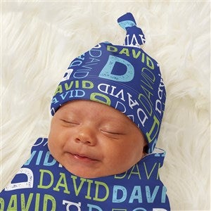 Repeating Name Personalized Top Knot Hat