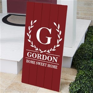 Laurel Wreath Personalized Standing Wood Sign