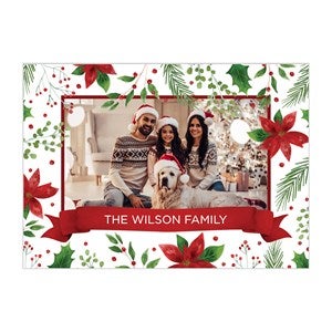 Personalized Christmas Poinsettia Photo Christmas Cards - 43749