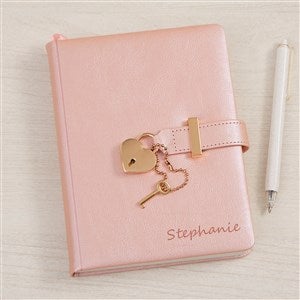 Pink Heart Lock & Key Personalized Writing Journal - 43864