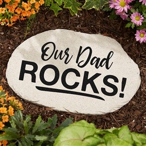 Our Dad Rocks Personalized Round Garden Stone - 7.5 x 12