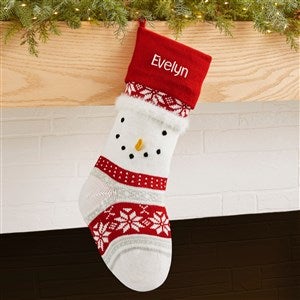 Winter Snowman Character Personalized Knit Christmas Stocking