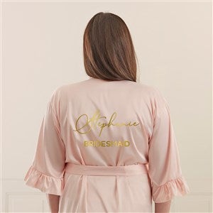 Bridal Party Personalized Ruffle Satin Robe-Blush