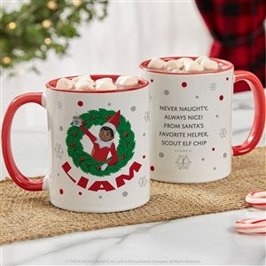 The Elf on the Shelf Wreath Personalized Christmas Mugs - 11 oz - Red