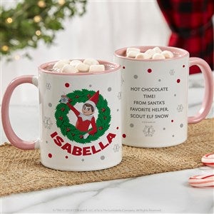 The Elf on the Shelf Wreath Personalized Christmas Mugs - 11 oz - Pink