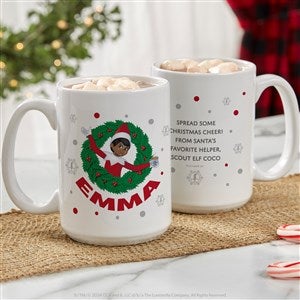 The Elf on the Shelf Wreath Personalized Christmas Mugs - 15 oz - White